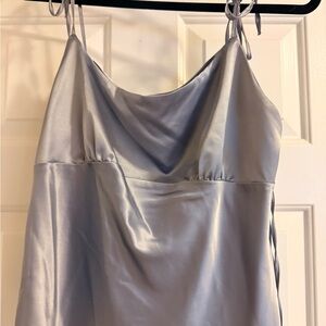 Topshop Shimmering Silver Satin Top
